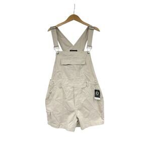 No Boundaries Canvas Beige Overall Shortalls Vintage Y2K Juniors Size XL New
